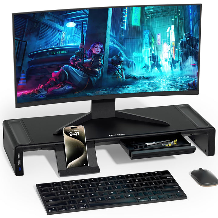 OImaster Monitorständer Riser, Faltbarer Computer-Monitorerhöhung, Computerständer mit Aufbewahrungs