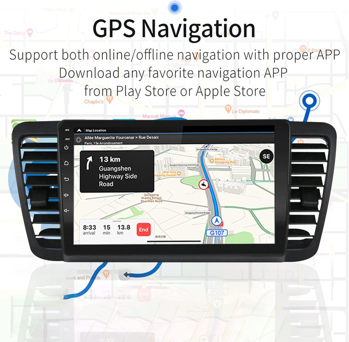 LEXXSON Carplay Radio Android Radio für Subaru Outback Legacy 2004-2009 mit 9 Zoll Touchscreen GPS W