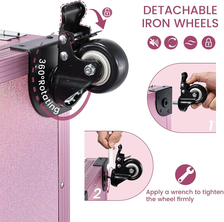 Kosmetik Trolley mit Tisch und 5 Schubladen Professioneller Kosmetikkoffer mit Rollen Nagelkoffer mi