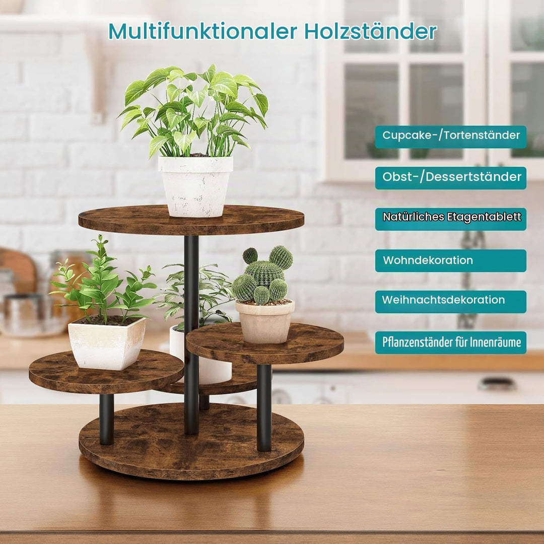 KAHEIGN Tortenständer 4 Etagen Tortenplatte 360° Drehbar Kuchen und Cupcake Ständer, Rund Cupcake-Ha