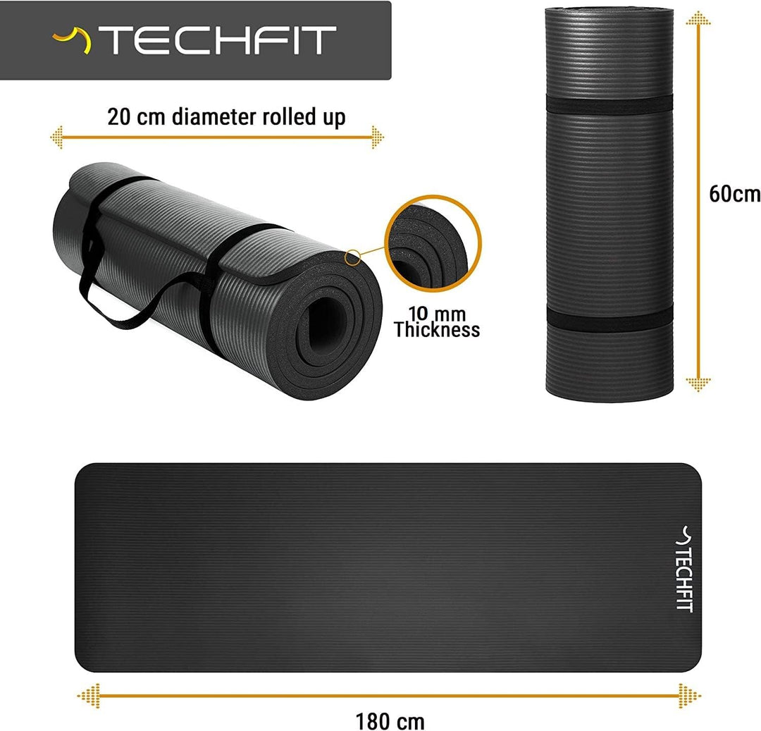 TechFit Yogamatte Rutschfest für das Fitnessstudio zu Hause - Pilates Matte für das Heimtraining, Yo