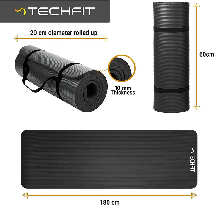 TechFit Yogamatte Rutschfest für das Fitnessstudio zu Hause - Pilates Matte für das Heimtraining, Yo