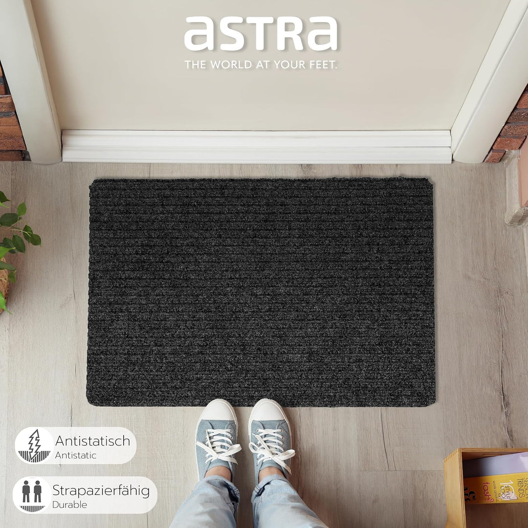 Astra Fussmatte innen anthrazit Schmutzfangmatte rutschfest – Türmatte 50x80 cm 2er Set wasserabweis