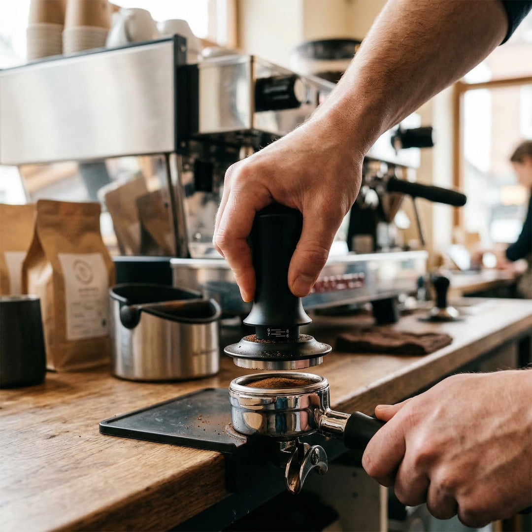 QWORK® Kaffee Tamper 51mm Set, 304 Edelstahl Einstellbarer Espresso Tamper, Kaffeestampfer mit Silik