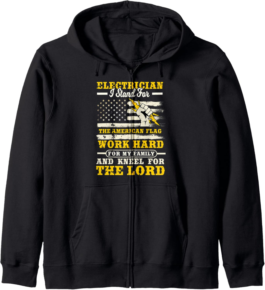 Electrician Gifts Patriotic American Flag I Stand Lineman Kapuzenjacke