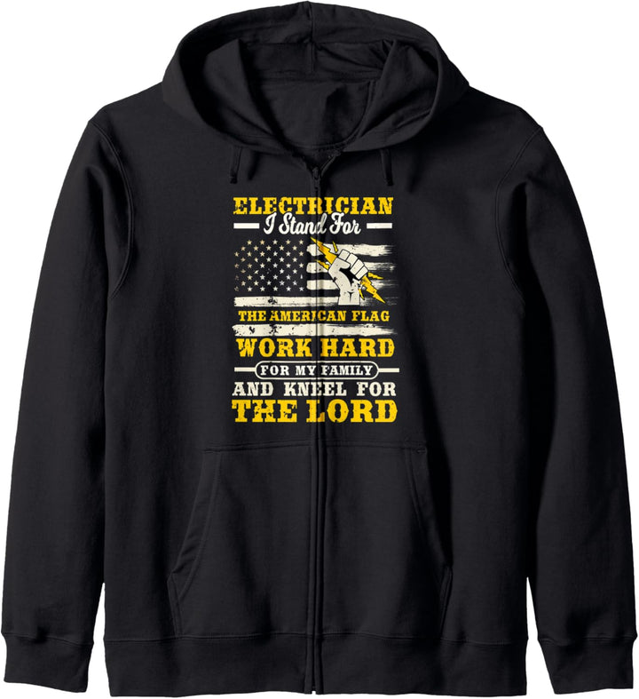 Electrician Gifts Patriotic American Flag I Stand Lineman Kapuzenjacke