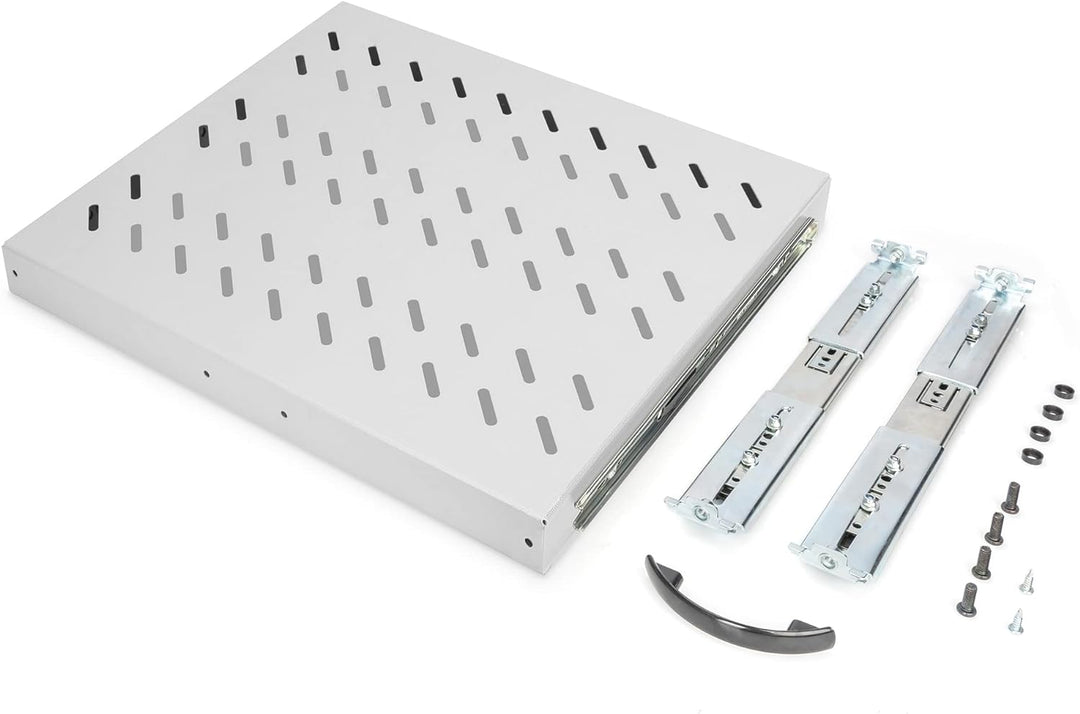 DIGITUS Ausziehbarer Fachboden - 19-Zoll - 1HE - Befestigung Vorne & Hinten - Traglast 25 kg - Für N