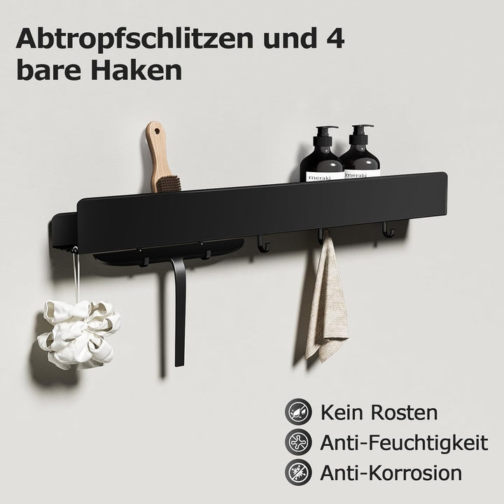 REKITA Duschablage ohne Bohren, Badezimmer Organizer 60 cm, Duschablage Edelstahl mit 5 Abnehmbaren