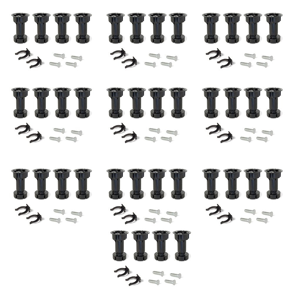 Emuca 2032617 Set aus 10 Sätzen aus 4 regulierbaren Füssen für Küche/Bad mit Zubehör Höhe 148-165mm