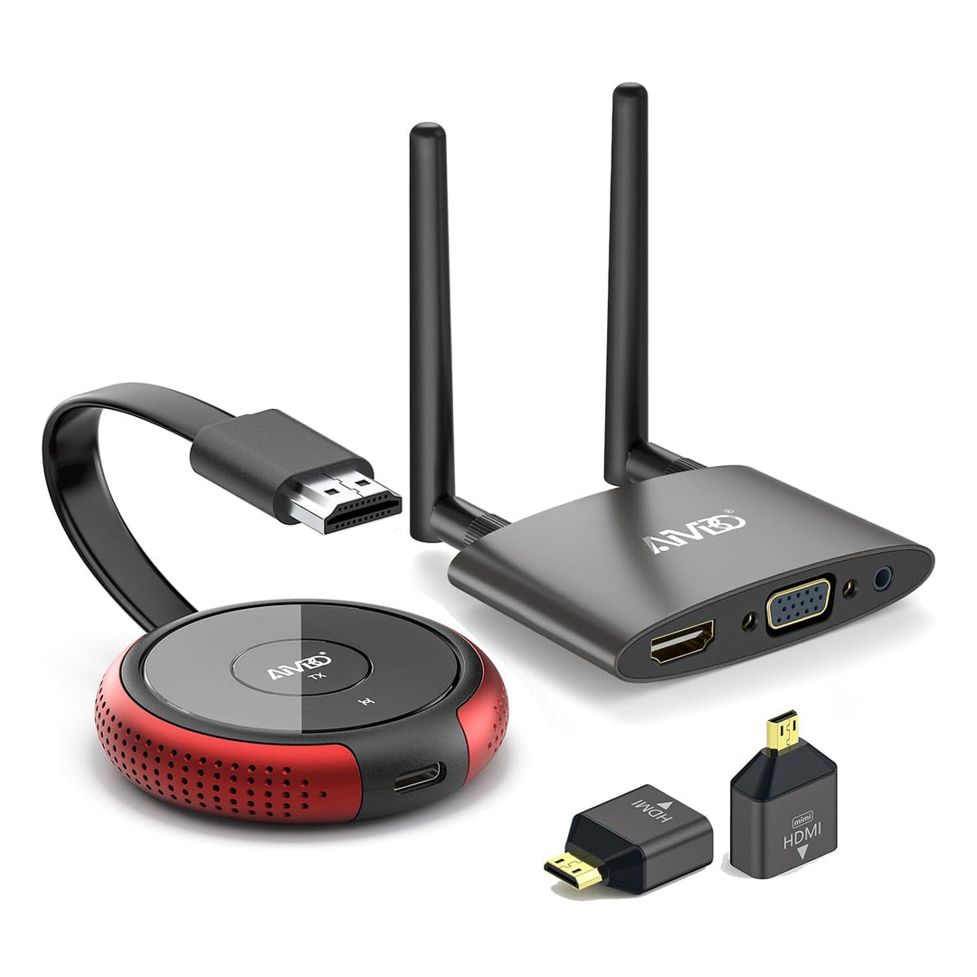 AIMIBO Kabelloser HDMI-Sender und -Empfänger 4K/5G, 2-in-1-HDMI-Kabelloser USB-C/HDMI-Sender und -Em