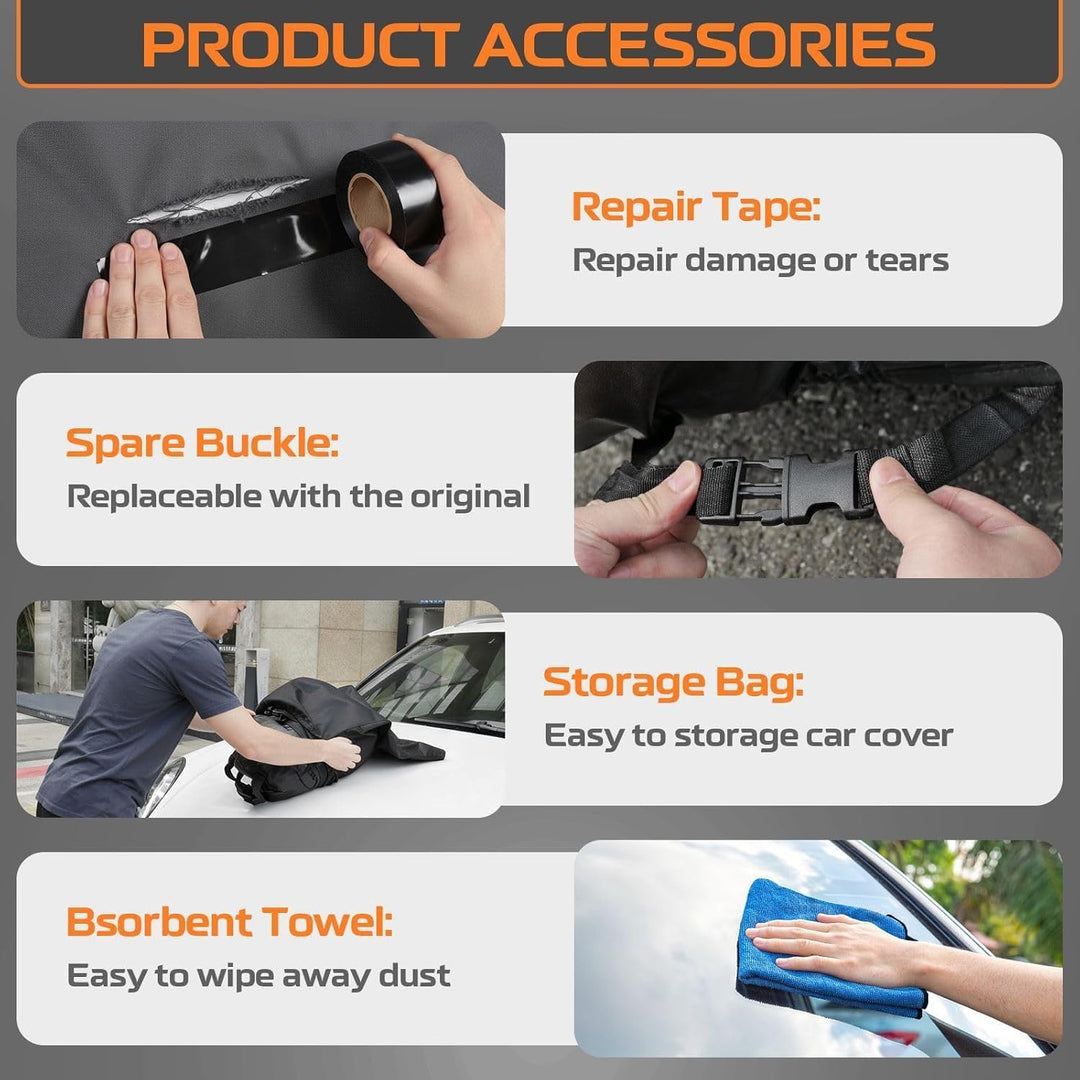 Kayme Robuste Kombi Autoabdeckung Wasserdicht, Outdoor Vollgarage Autoplane – Schutz vor Regen, Schn