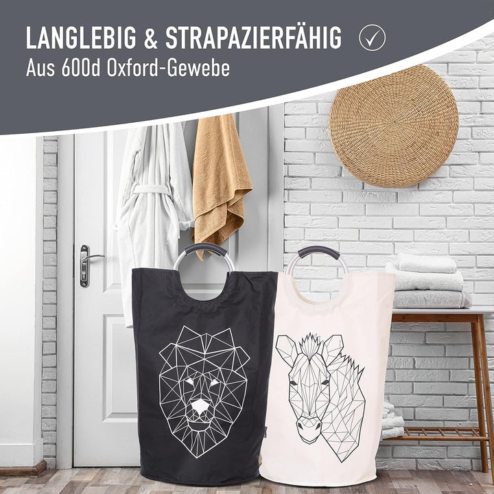 WELLENBORG® 2er Set Faltbarer Wäschekorb faltbar gross - Dunkler Wäschesammler wasserdicht Wäschesac