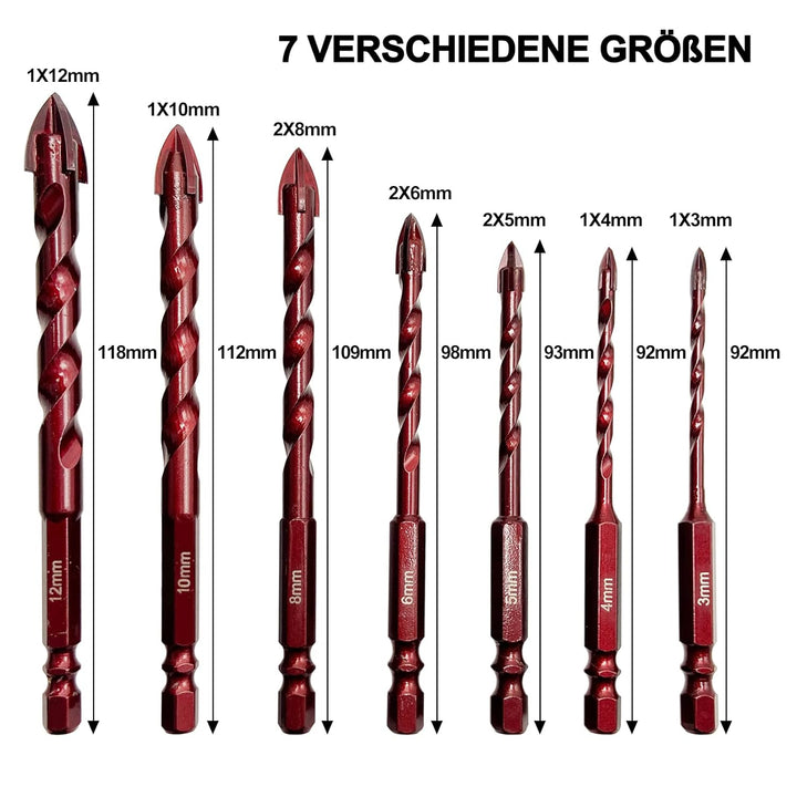 GVHAKG Fliesenbohrer Set 10 tlg, Glasbohrer Set mit Kobalt, Glasbohrer Keramikbohrer Mit Für Metall