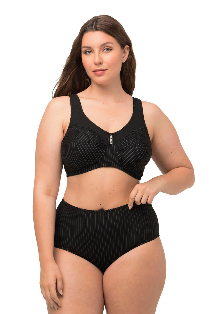 Ulla Popken Damen Entlastungs-BH, Ohne Bügel, Strassanhänger, Cup C - G Bra (1er Pack) 95C Schwarz,