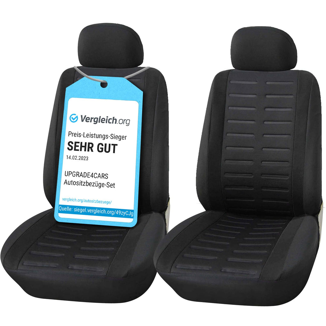 Upgrade4cars Autositzbezüge Set für die Vordersitze | Auto-Schonbezüge Universal in Schwarz Vordersi