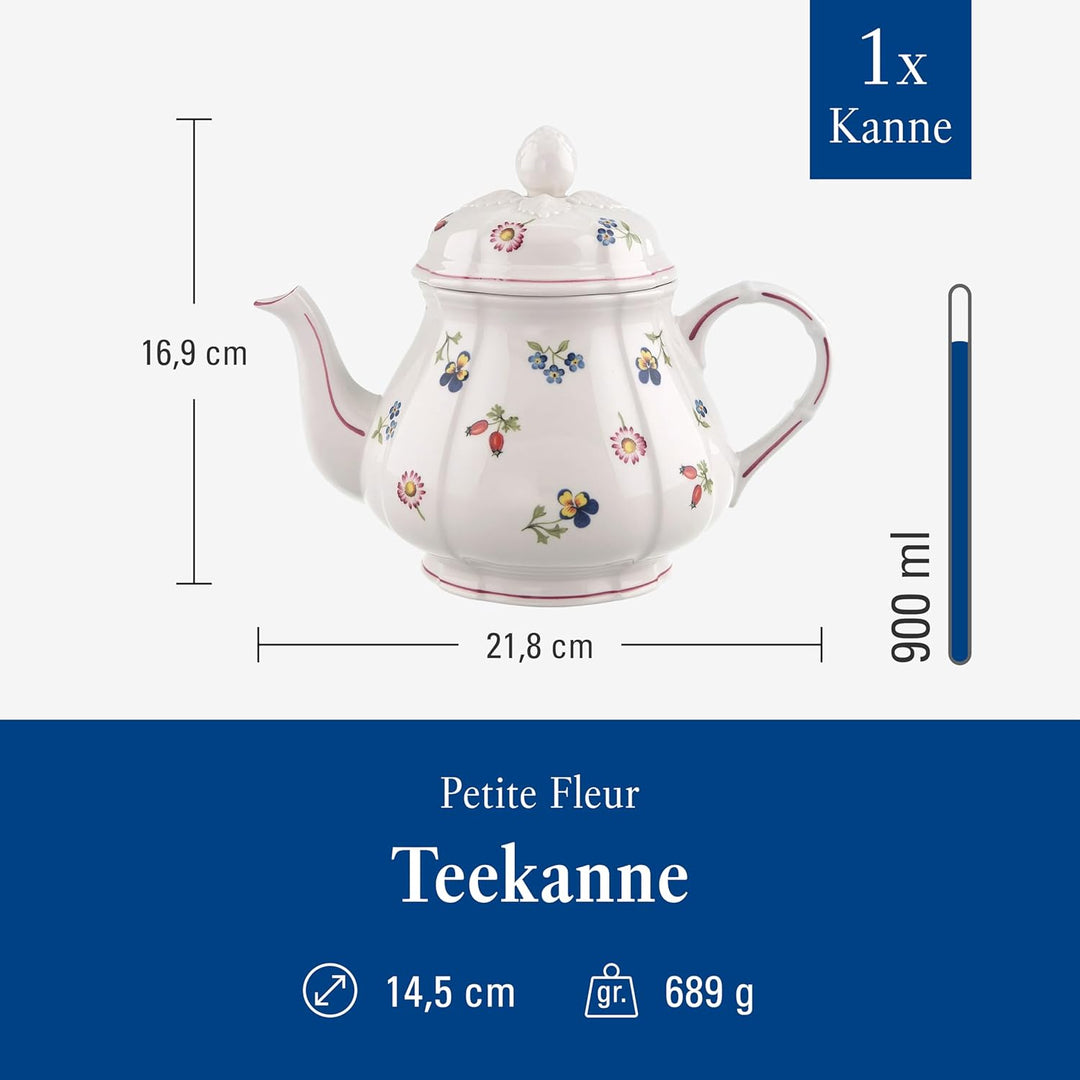 Villeroy und Boch Petite Fleur Teekanne, 1 L, Premium Porzellan, Bunt 1 Liter Petite Fleur, 1 Liter