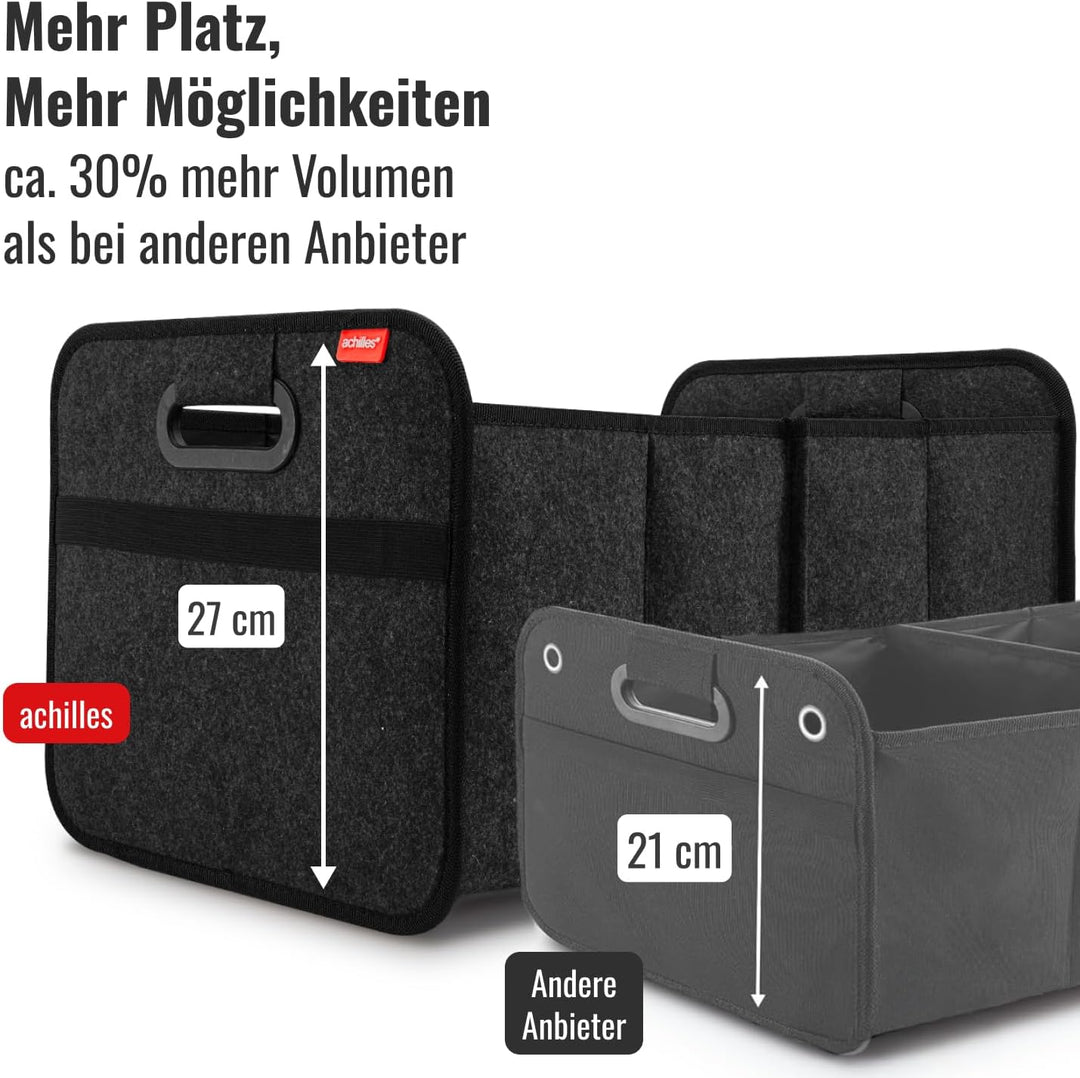 Achilles Auto-Faltbox XL - Filz-Kofferraumtasche Mit Grossem Stauraum - Einkaufstasche - Aufbewahrun