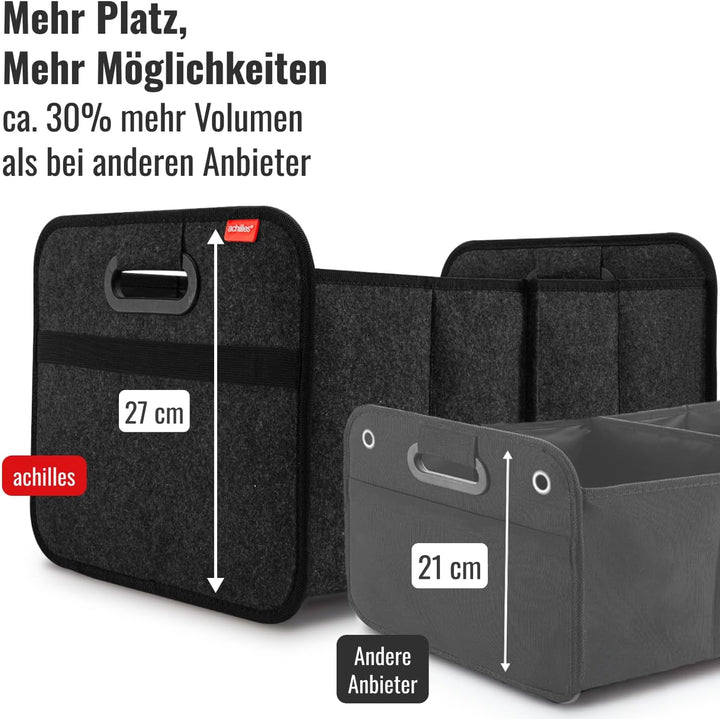 Achilles Auto-Faltbox XL - Filz-Kofferraumtasche Mit Grossem Stauraum - Einkaufstasche - Aufbewahrun
