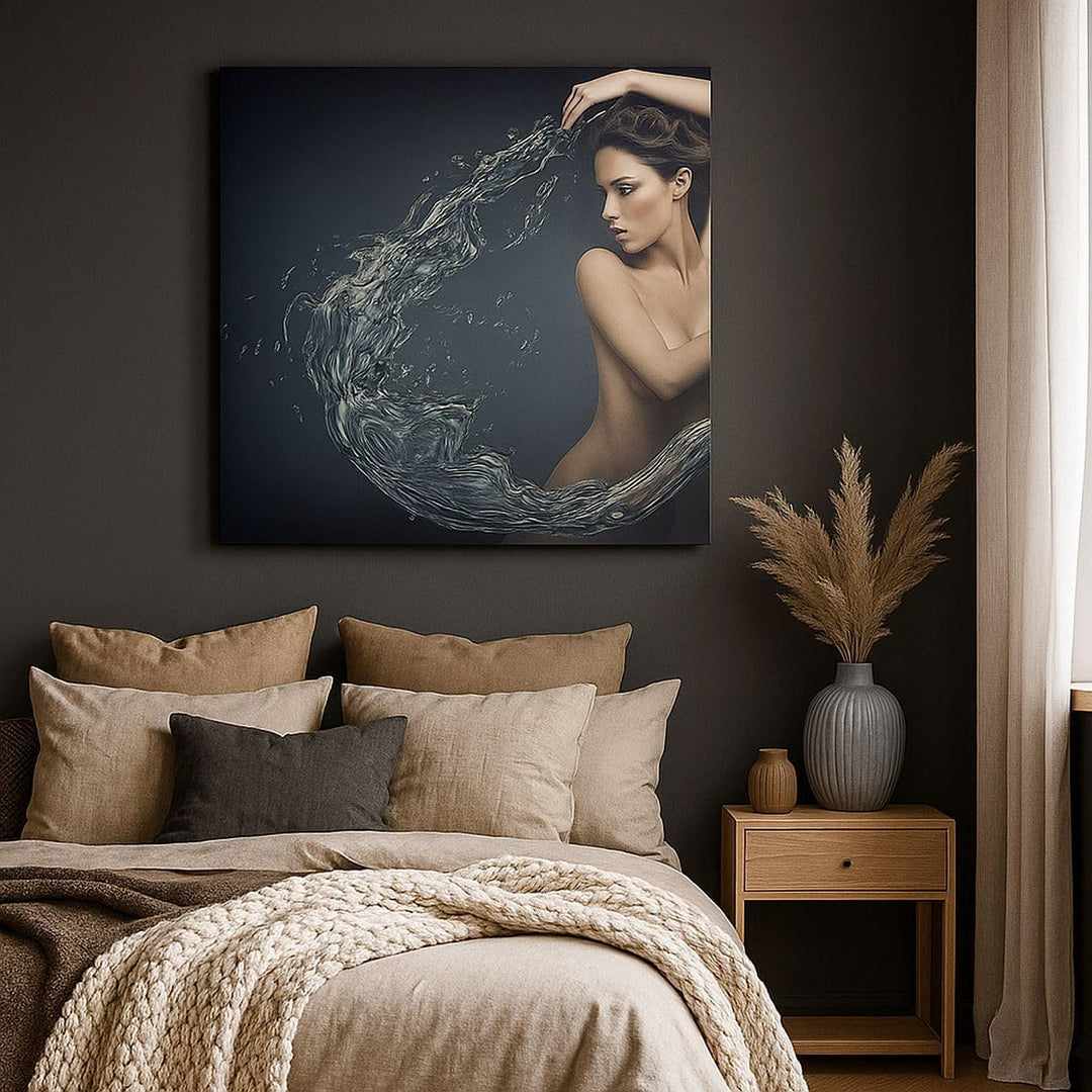 Bilder auf Leinwand 70x70cm Leinwandbild Weiblich modell posieren schön Gross Wanddeko Bild Schlafzi