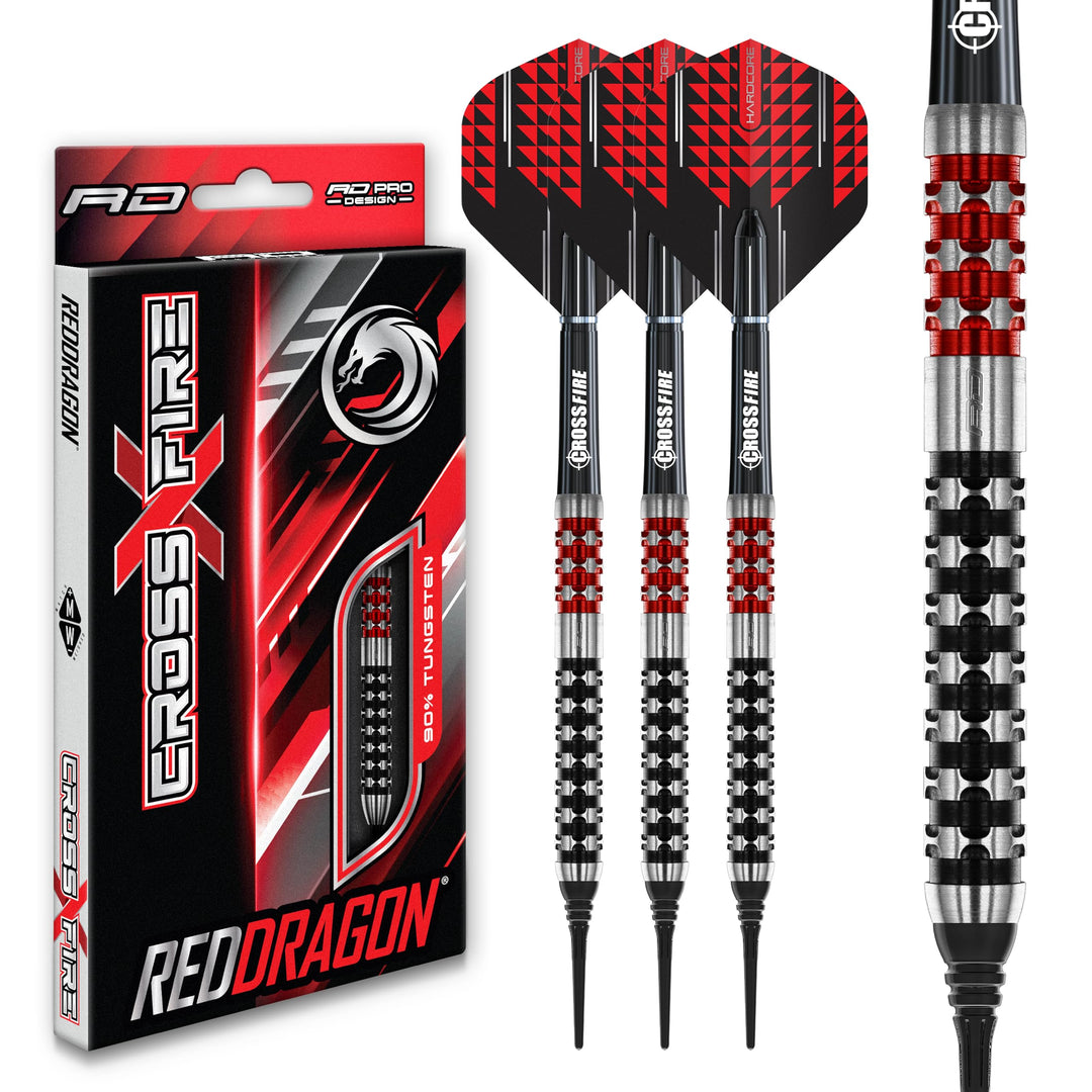RED DRAGON Crossfire Premium Tungsten Darts Set with Flights and Stems 18.0 Gramm, 18.0 Gramm