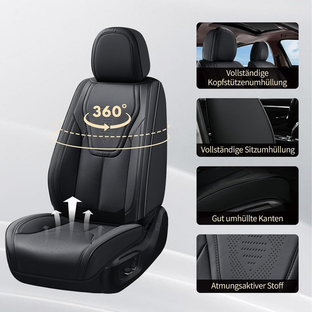 FLORICH Autositzbezüge Kunstleder, Vorder- und Rücksitzbezüge, 5 Stück, komplettes Set, universell p