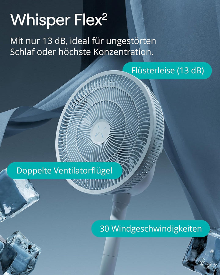 Duux Whisper Flex 2 Smart Ventilator – flüsterleise 13 dB – Nachtmodus & Timer – höhenverstellbar (5