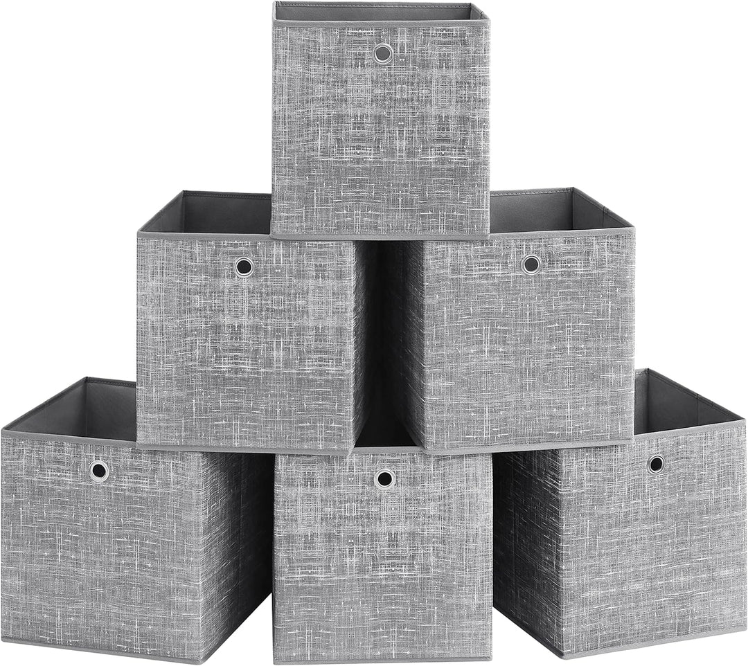 SONGMICS Aufbewahrungsbox, 6er Set, Ordnungsboxen aus Vliesstoff mit Griff, Boxen Aufbewahrung, 33 x