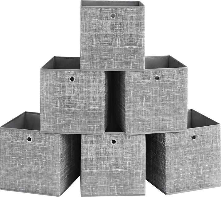 SONGMICS Aufbewahrungsbox, 6er Set, Ordnungsboxen aus Vliesstoff mit Griff, Boxen Aufbewahrung, 33 x