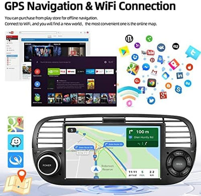 Podofo Android Autoradio für FIAT 500 2007-2015 Radio Wireless Carplay Android Auto, 7 Zoll Bildschi