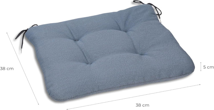 GO-DE Sitzkissen Carina für Gartenstühle, 4er-Set, Uni blau | Masse L x B x H ca. 38 cm x 38 cm x 5