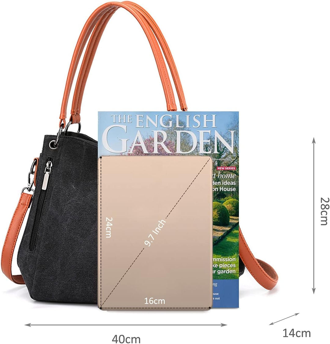 NICOLE & DORIS Damen Handtaschen Gross Canvas Schultertasche Frauen Umhängentasche mit Abnehmbarem S