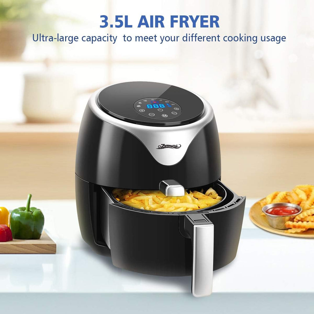 OZEANOS Heissluftfritteuse 3,5L Schwarz OT-AF-35BS-DIGITAL - Präzise Temperaturregelung, Digitales L