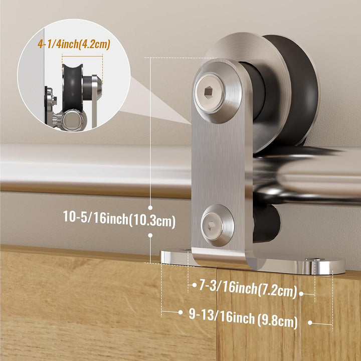 WOLFBIRD Schiebetürbeschläge Edelstahl 200cm Schiebeschiene Komplettes Rollschienenset Heavy Duty St