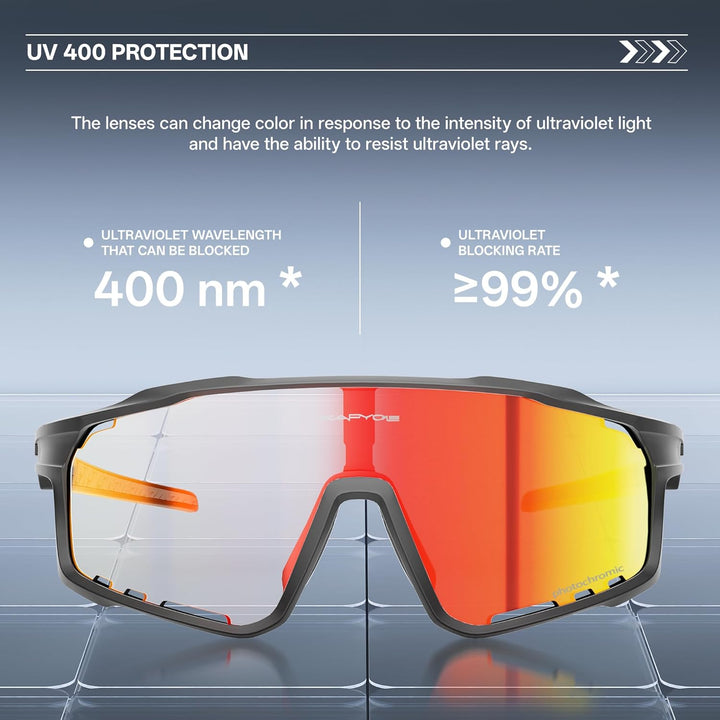 KAPVOE Photochromatische Fahrradbrille MTB Brille Selbsttönend Klar Radbrille Rennrad Sportbrille So