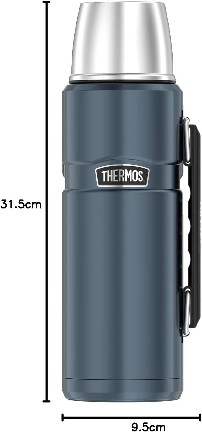 THERMOS STAINLESS KING Thermosflasche ice grey 1,20l - Edelstahl, absolut dicht, mit Trinkbecher und