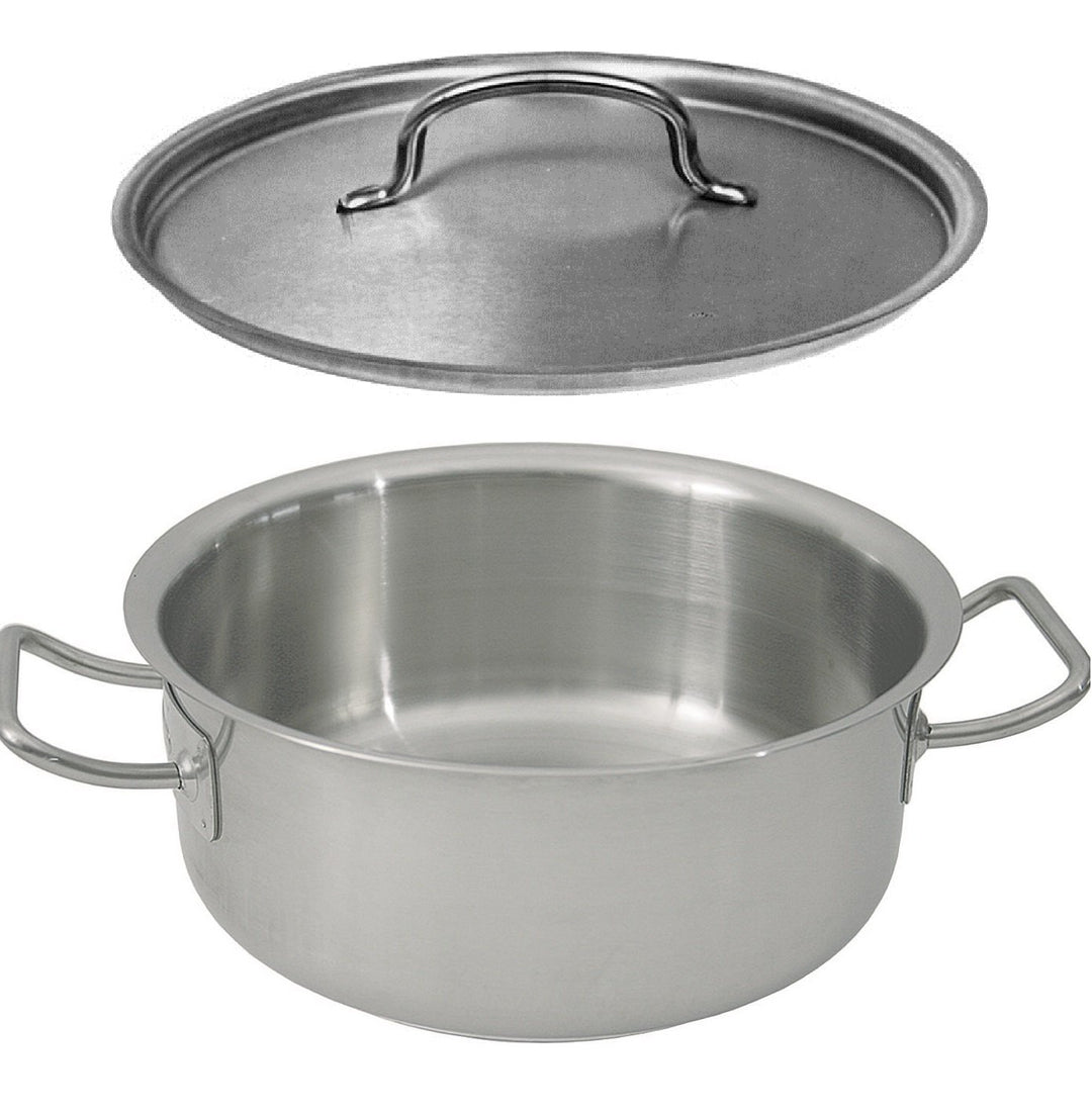 Grosser Bratentopf mit Deckel aus Chrom-Nickel-Stahl – 36 cm Ø, 17,0 Liter – Robust, vielseitig & la