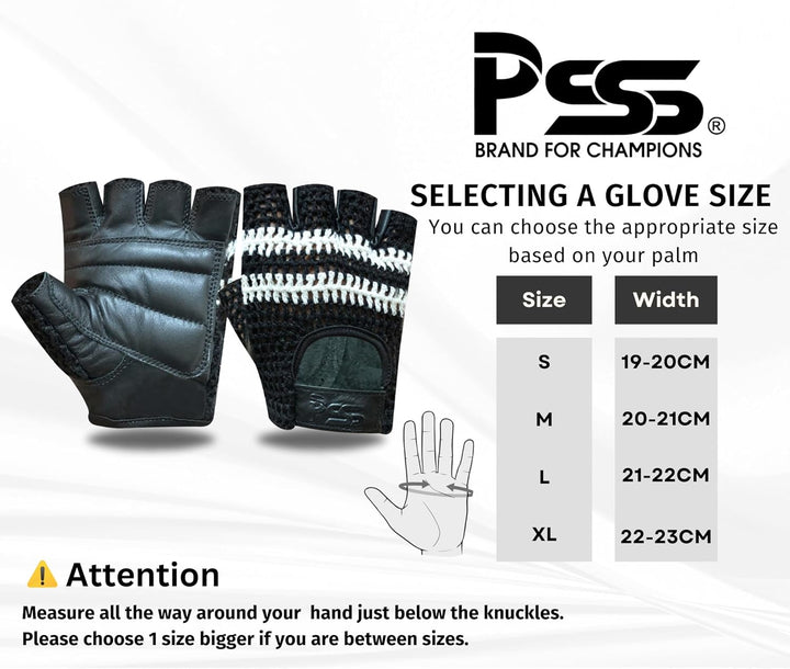 PSS Fingerlose Halbfinger Gepolstert Leder Netz Handschuhe Herren Manner Muskeltraining Bodybuilding