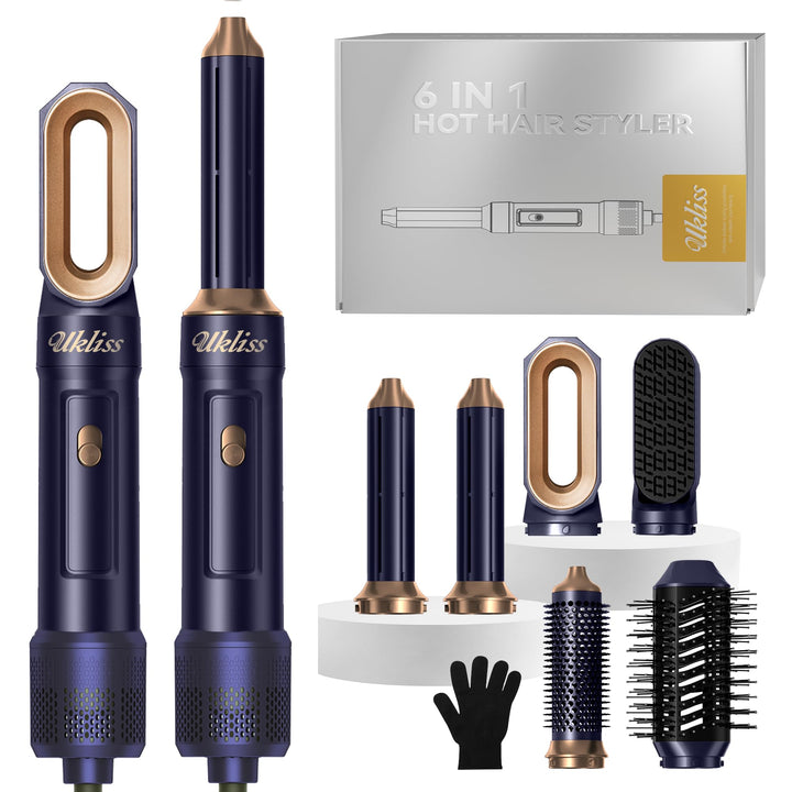 UKLISS Hairstyler 6 in 1, Haarstyler &amp; Airbrush Set: Airstyler, 1000W Hair Dryer, Rundbürstenföhn, W