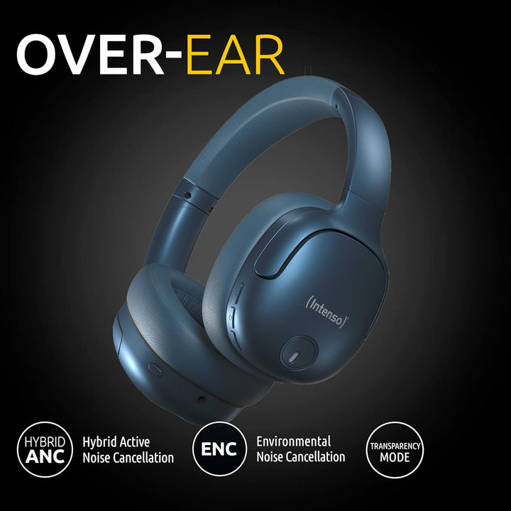 Intenso O400HA Over-Ear Kopfhörer - Hybrid Active Noise Cancelling, bis zu 75 Stunden Laufzeit und B