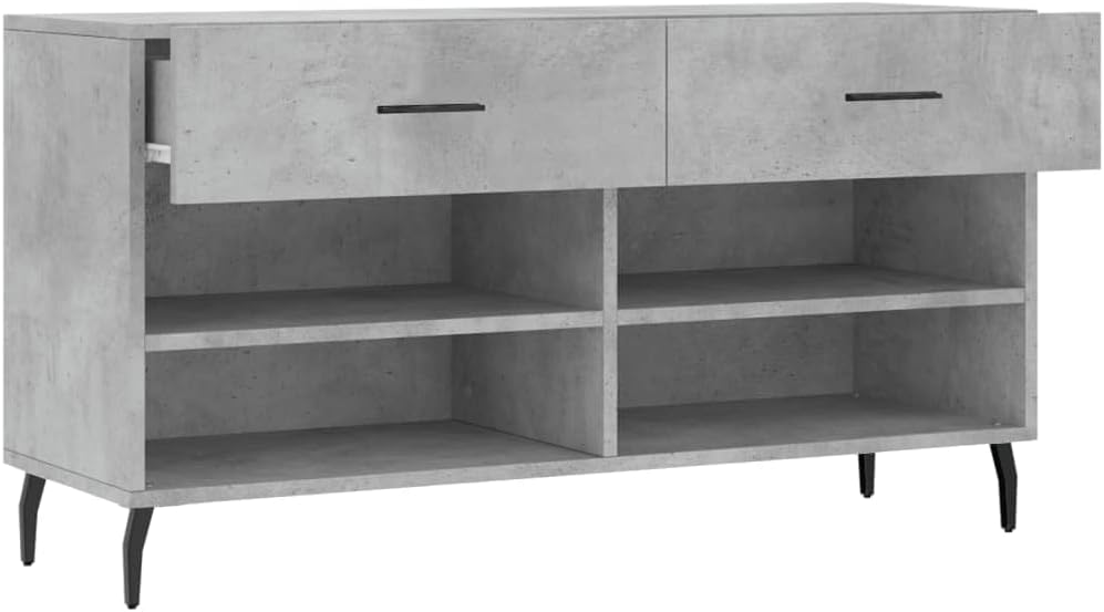 vidaXL Schuhbank Betongrau 102x35x55 cm Holzwerkstoff, Betongrau