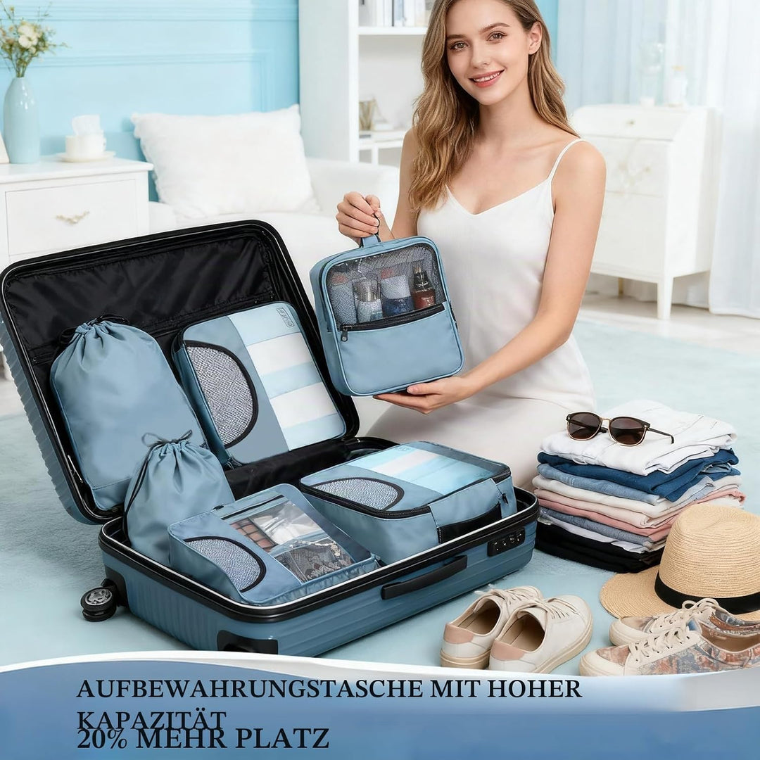packing cube 8Pcs Blue-grey, 8Pcs Blue-grey