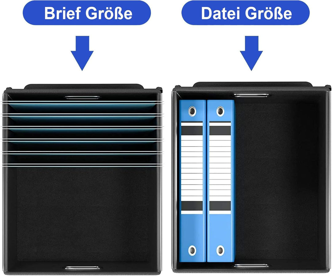 FINEW Stoff Faltbare Aufbewahrungsbox mit Deckel, Verbessertes Ledermaterial, Hängemappenbox für DIN