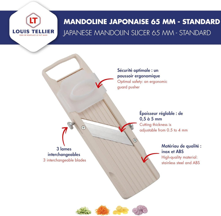 Benriner - Japanische Mandoline Elfenbein 31.5 x 9.2 x 2.4 cm - Kleines Modell Schnittbreite 64 MM -