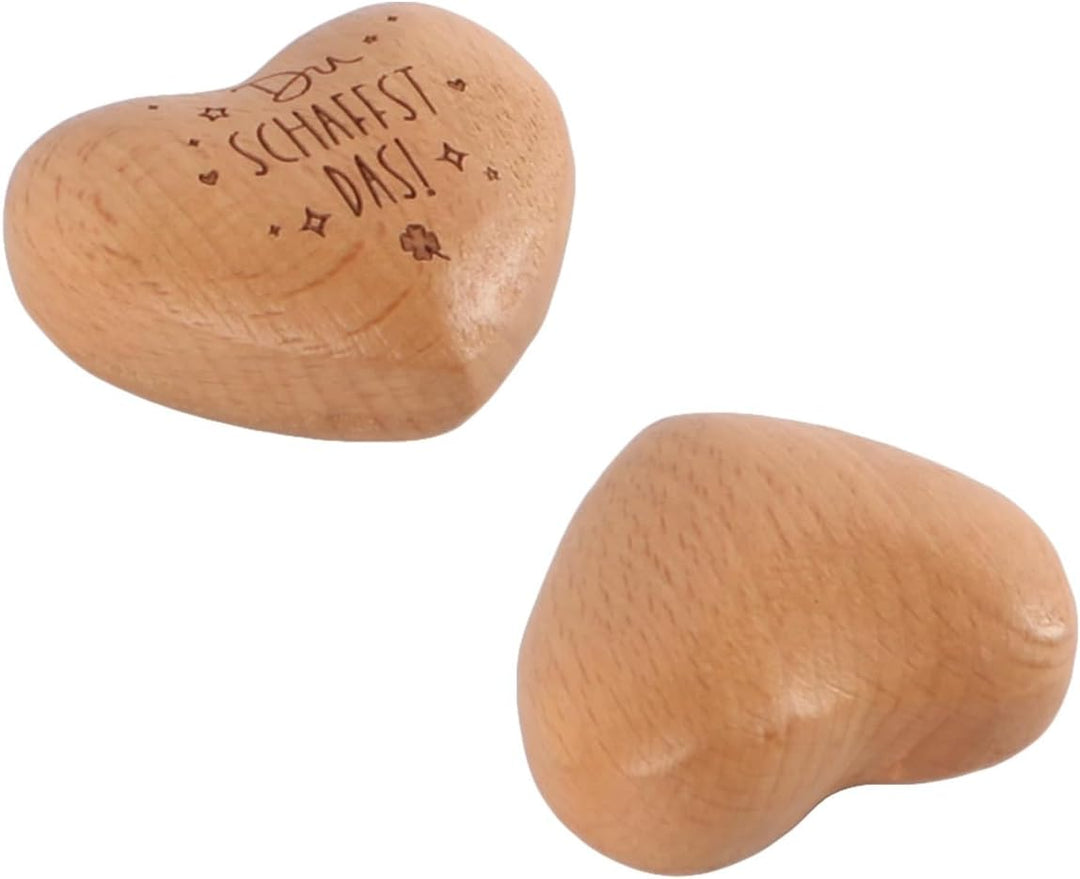 Namvo Handschmeichler Herz aus Holz mit Gravur Du schaffst das Motivationsgeschenk Mutmacher Charm G