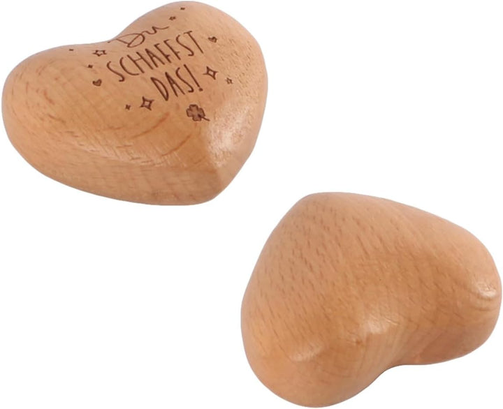 Namvo Handschmeichler Herz aus Holz mit Gravur Du schaffst das Motivationsgeschenk Mutmacher Charm G