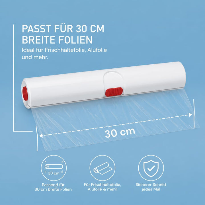 Emsa 508020 Folienschneider für Alu- oder Frischhaltefolie, Grösse 33 cm, Rot/Weiss, Click & Cut Rot