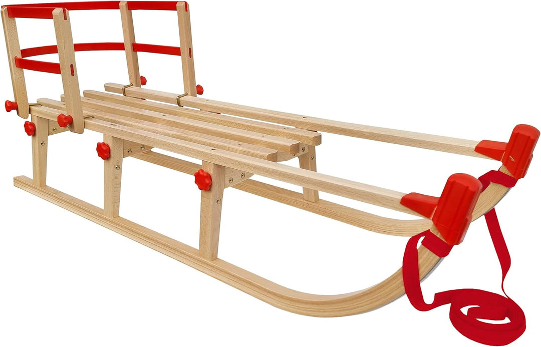 Davos Klappschlitten Langer Rodelschlitten Schlitten aus Holz mit wählbarem Zubehör V-22-115, Schlit