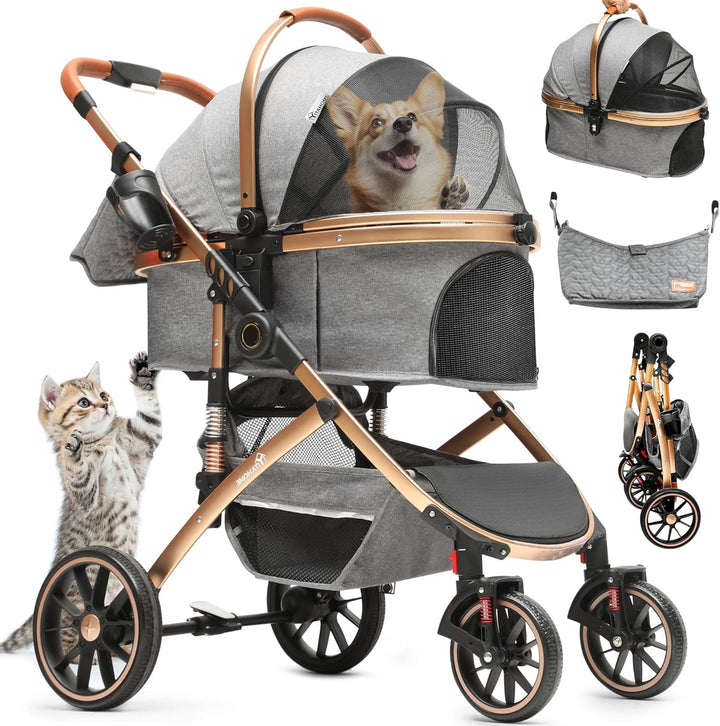 YITAHOME Hundewagen 3 in 1 Hundebuggy Bis 20kg, Klappbar, Hundewagen für Kleine Hunde, Hundebuggy Kl