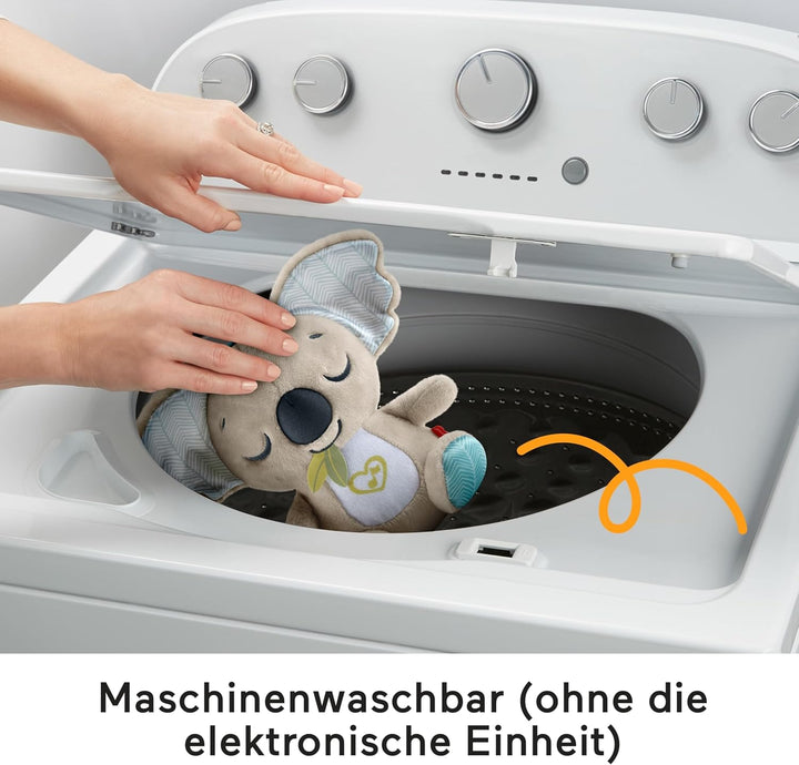 Fisher-Price Baby-Spielzeug für unterwegs Koala-Spieluhr, Plüsch-Spieluhr mit weissem Rauschen und M