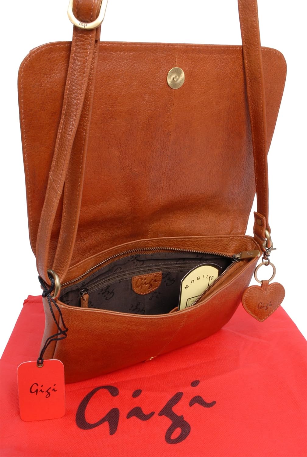 Gigi - Leder - Damenhandtasche/Umhängetasche - GIOVANNA 8948" Hellbraun, Hellbraun